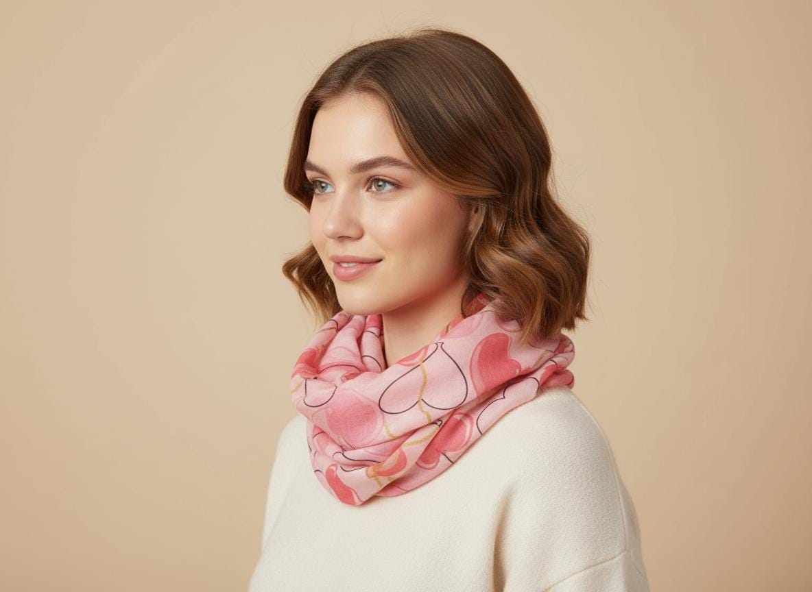 Love Heart Print Fashion Infinity Scarf Scarves Snood For Women Comes with a gift bag