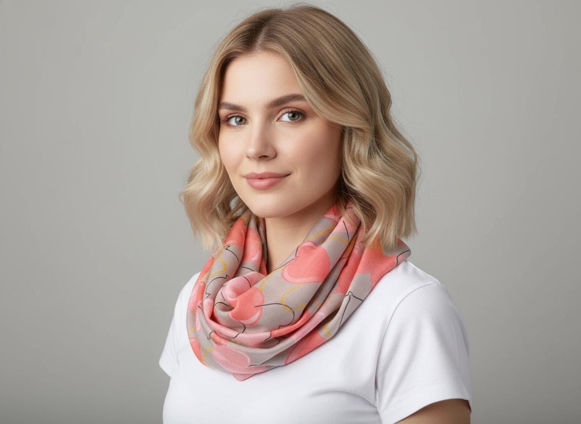 Love Heart Print Fashion Infinity Scarf Scarves Snood For Women Comes with a gift bag