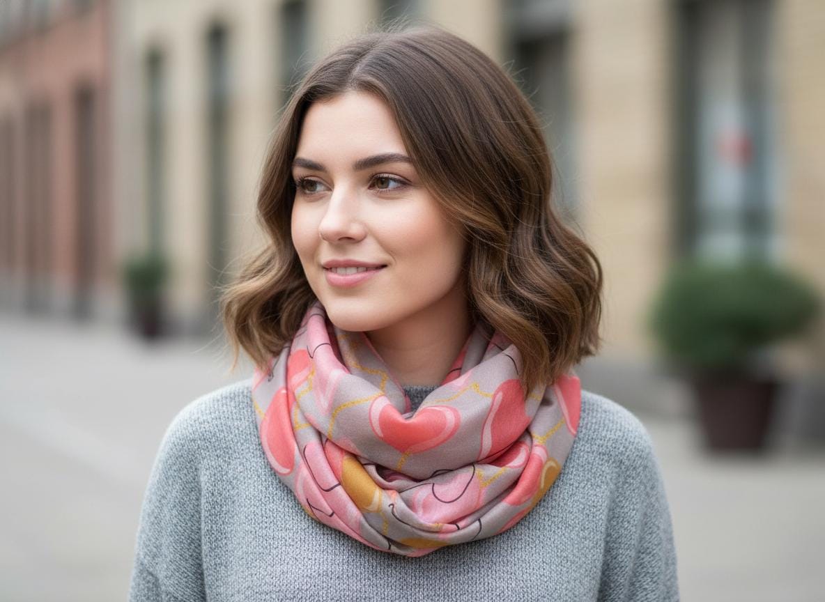 Love Heart Print Fashion Infinity Scarf Scarves Snood For Women Comes with a gift bag
