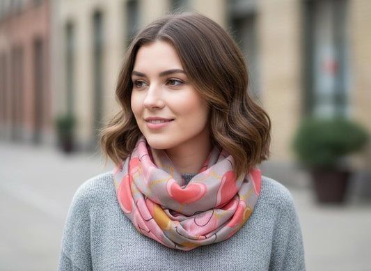 Love Heart Print Fashion Infinity Scarf Scarves Snood For Women Comes with a gift bag