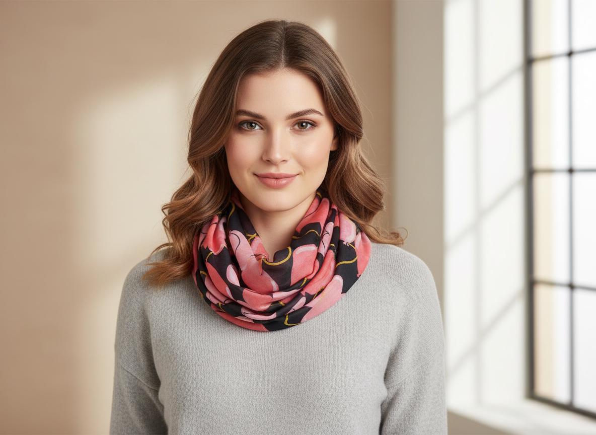 Love Heart Print Fashion Infinity Scarf Scarves Snood For Women Comes with a gift bag