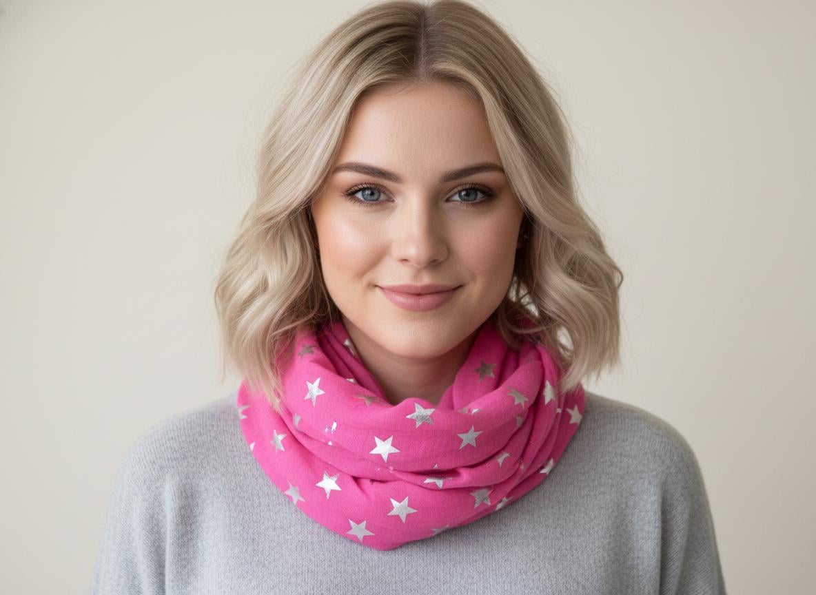 Lightweight Glitter Star Snood Infinity Scarf Comes with a gift bag