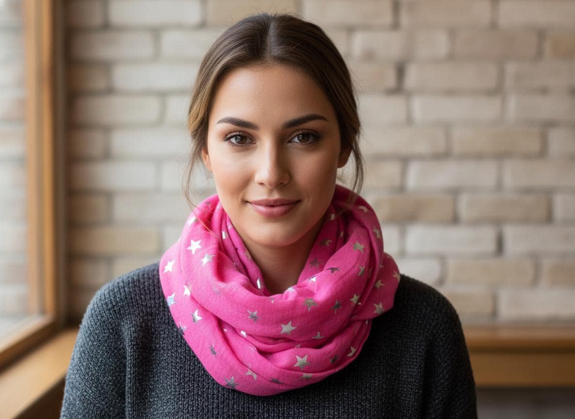 Lightweight Glitter Star Snood Infinity Scarf Comes with a gift bag