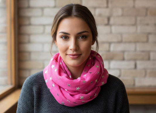 Lightweight Glitter Star Snood Infinity Scarf Comes with a gift bag
