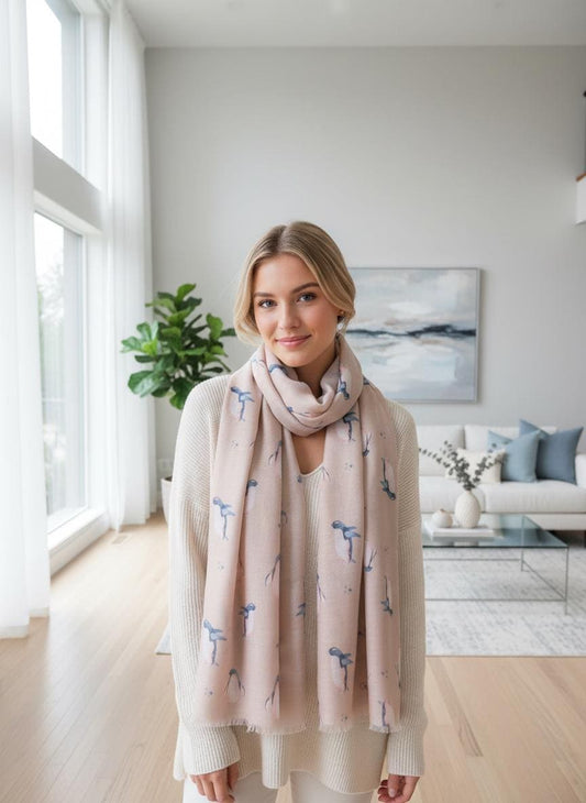 Watercolor Penguin Bird Print Scarf Shawl Wrap Scarves For Her Comes with a gift bag