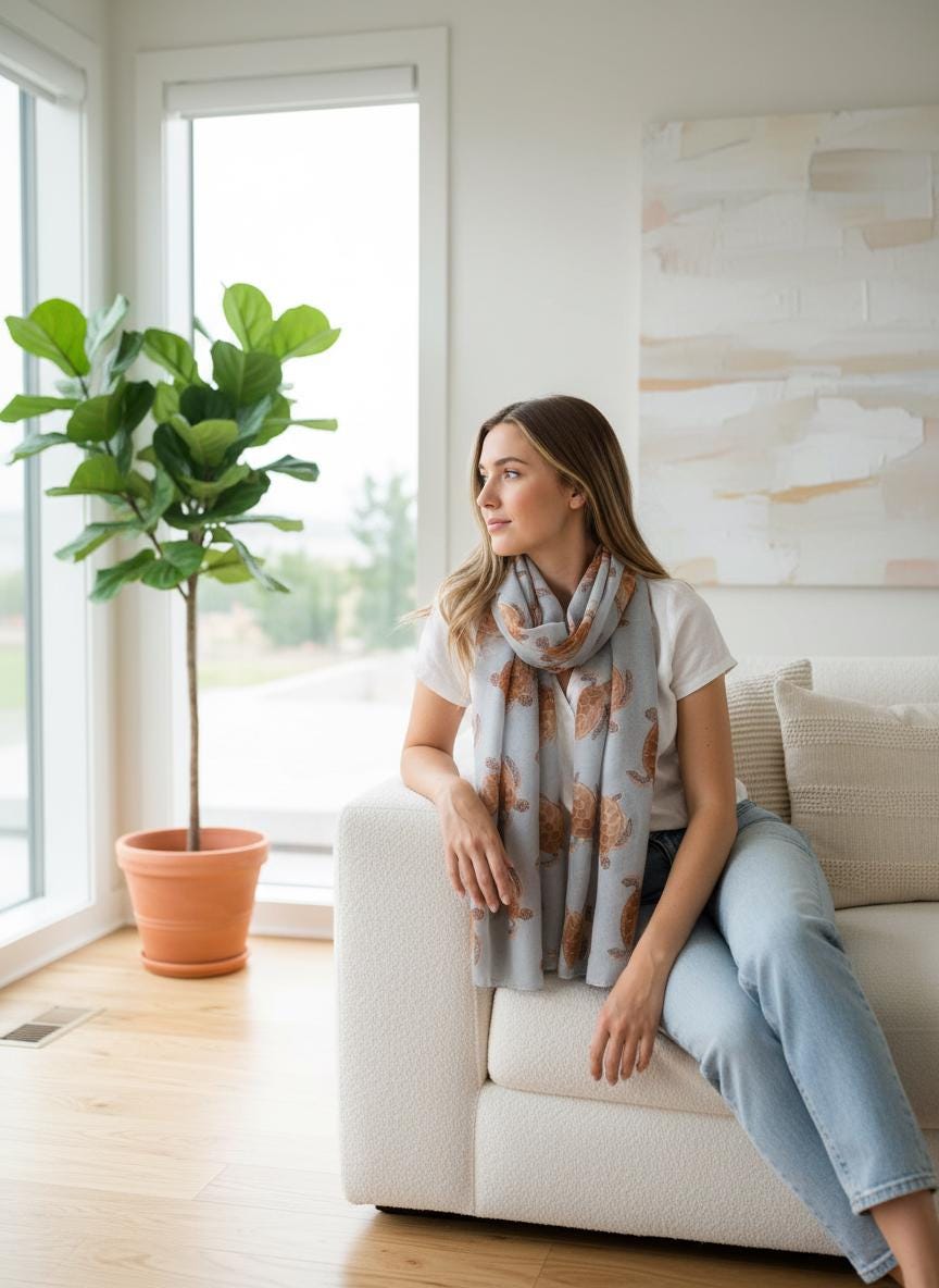 Turtle Print Fashion Oversized Scarf for Women Comes with a gift bag
