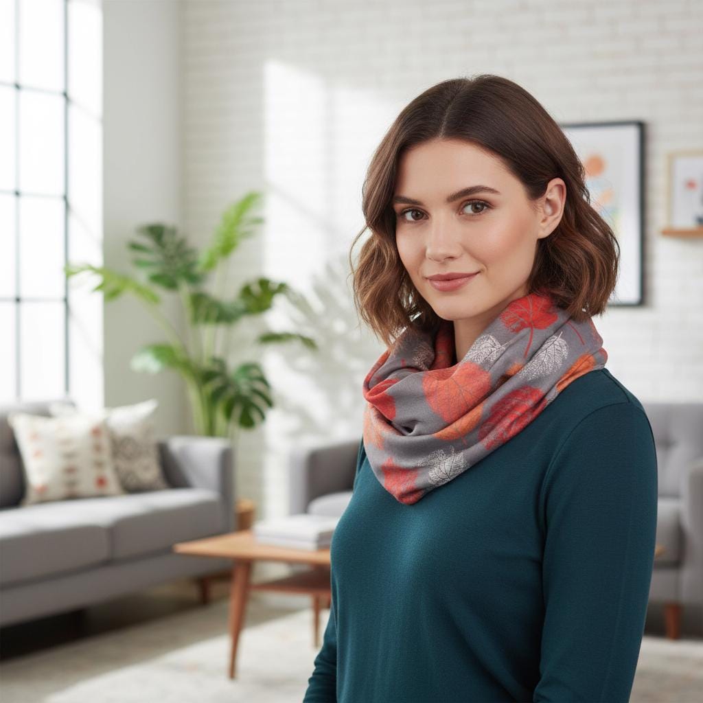 Lightweight Tree Leaf Leaves Print Snood Infinity Scarf Comes with a gift bag