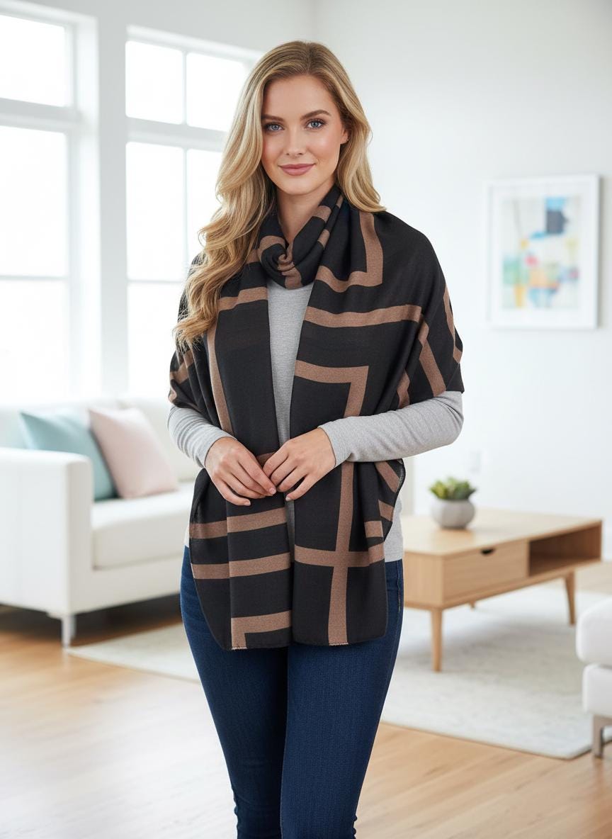 Geometric Print fashion scarf lightweight Scarves Shawl Comes with a gift bag