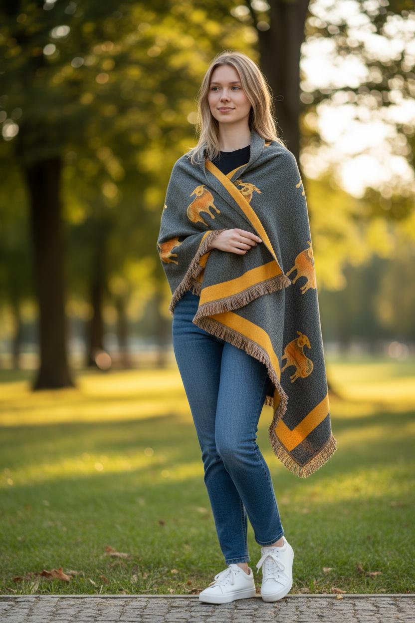 Happy Cute Woolly Sheep Print Winter Shawl Scarf Wrap Fashion Scarf Comes with a gift bag