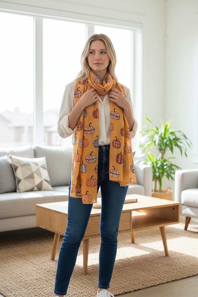 Pumpkin Halloween Themes Print Scarves Scarf Comes with a gift bag