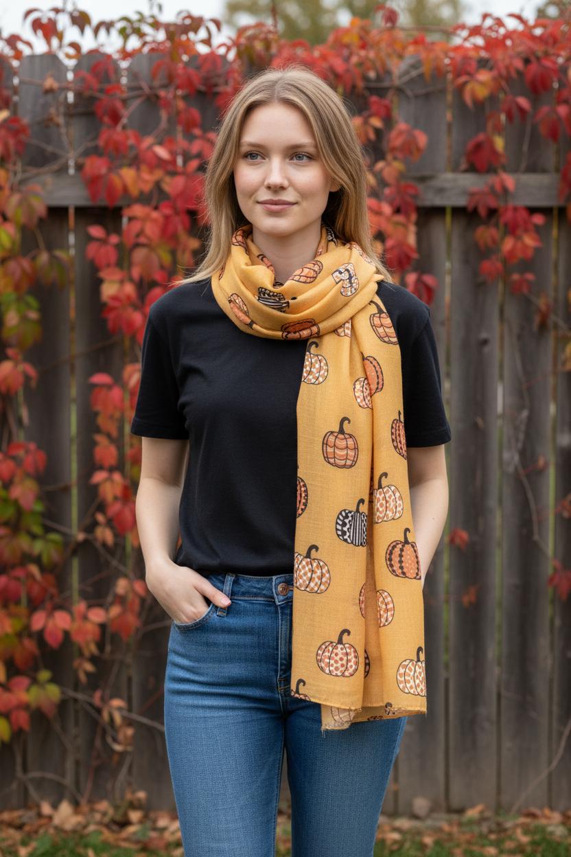 Pumpkin Halloween Themes Print Scarves Scarf Comes with a gift bag