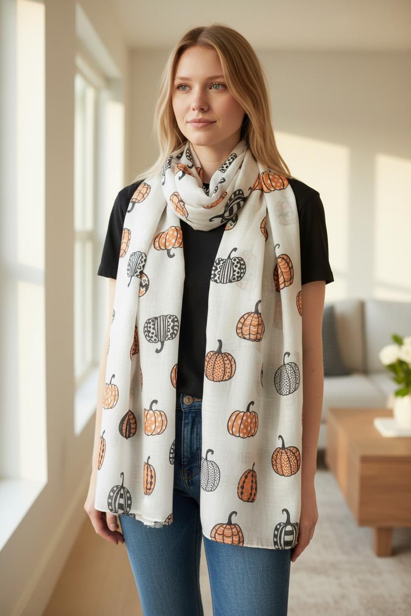 Pumpkin Halloween Themes Print Scarves Scarf Comes with a gift bag