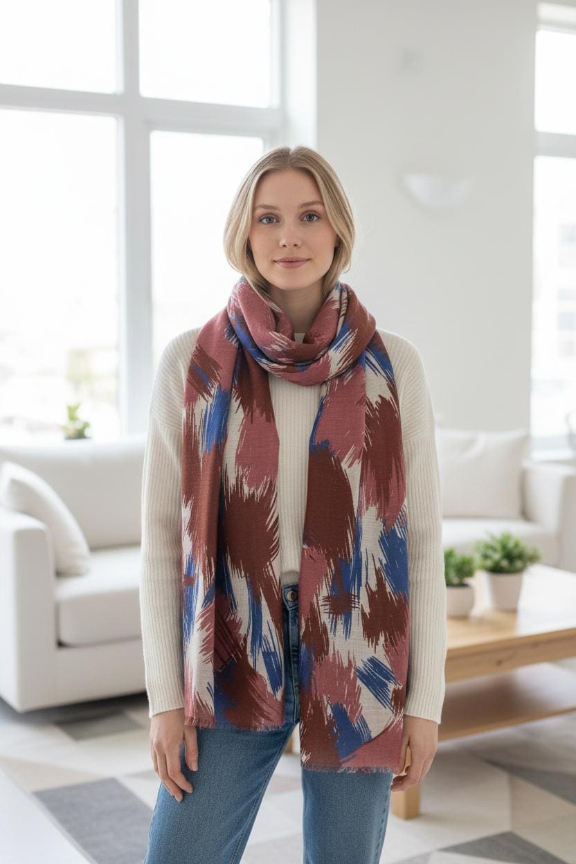 Art Brush Print Scarf: Lightweight Polyester Shawl Comes with a gift bag