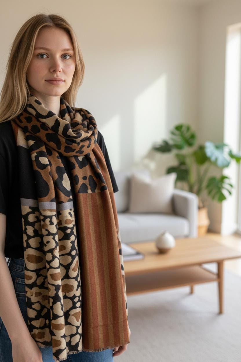 Animal Leopard Print Scarf Comes with a gift bag