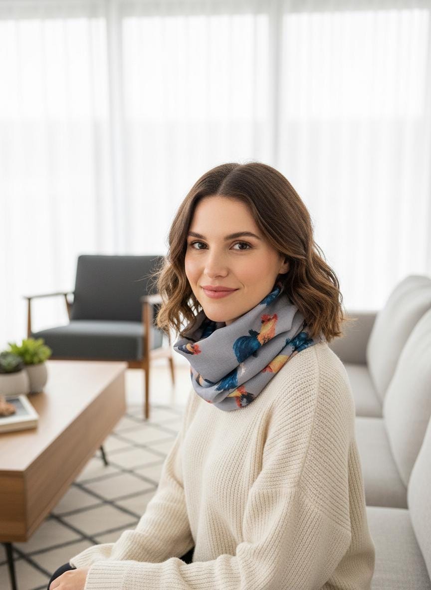 Rooster Print infinity Scarf Lightweight Chicken Scarf Farm Animal Fashion Comes with a gift bag