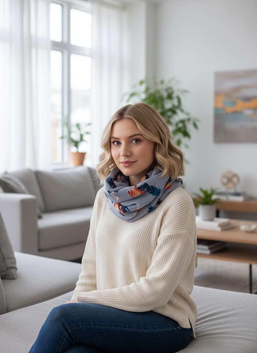 Rooster Print infinity Scarf Lightweight Chicken Scarf Farm Animal Fashion Comes with a gift bag