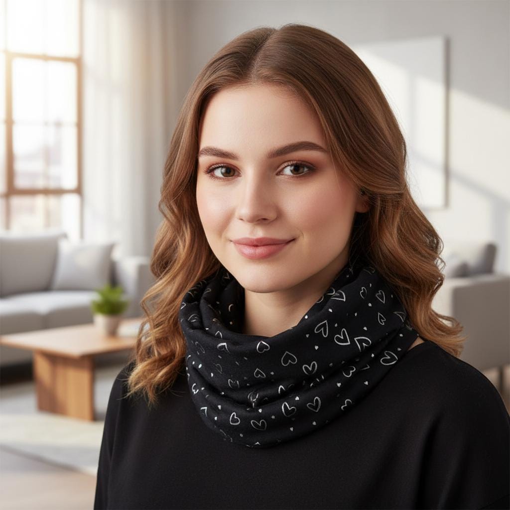 Lightweight Glitter Love Heart Snood Infinity Scarf Comes with a gift bag