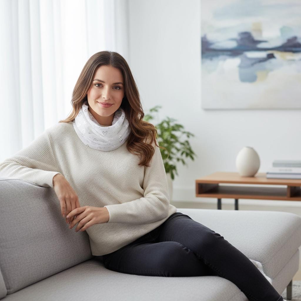 Lightweight Glitter Love Heart Snood Infinity Scarf Comes with a gift bag