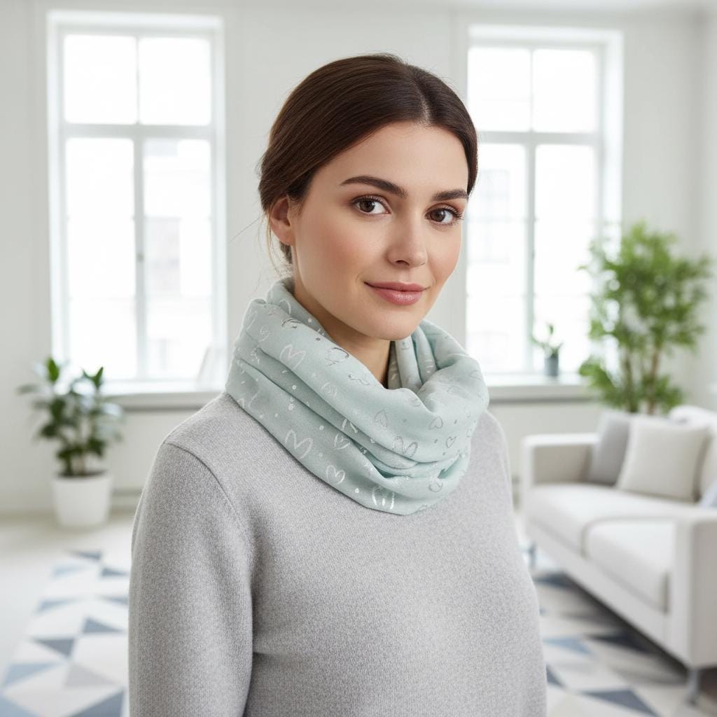 Lightweight Glitter Love Heart Snood Infinity Scarf Comes with a gift bag