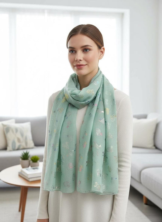 Glitter Rabbit Pattern Viscose Scarf: Lightweight Fashion Scarf Comes with a gift bag