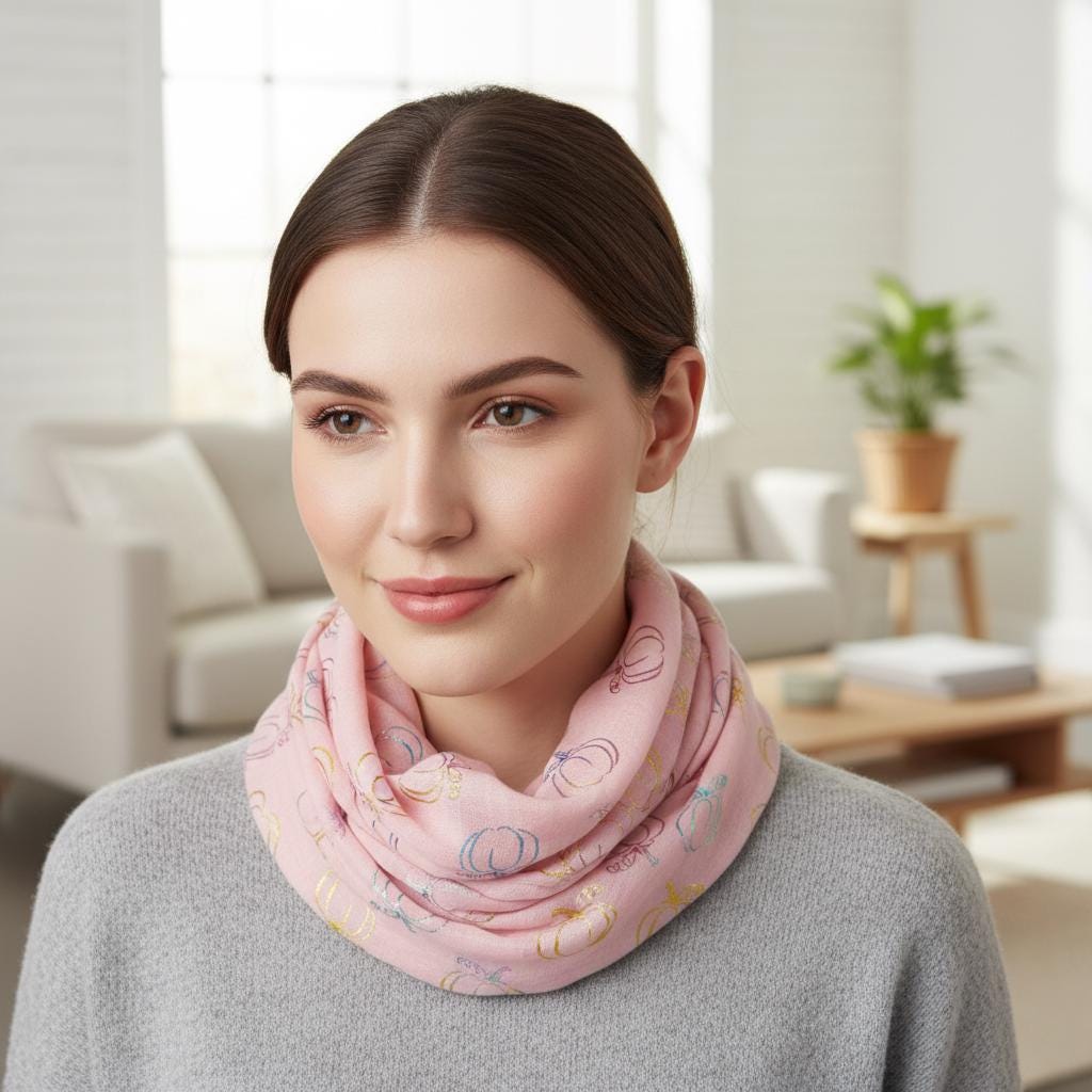 Lightweight Glitter Pumpkin Snood Infinity Scarf For Women Comes with a gift bag