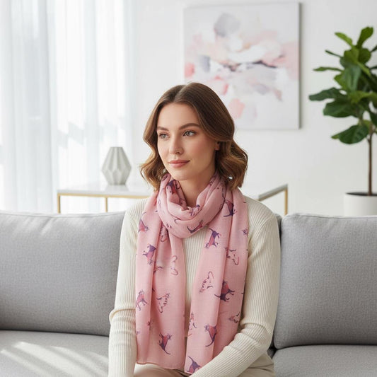 Cat Print Scarf: Lightweight Shawl Wrap for Cat Lovers Comes with a gift bag