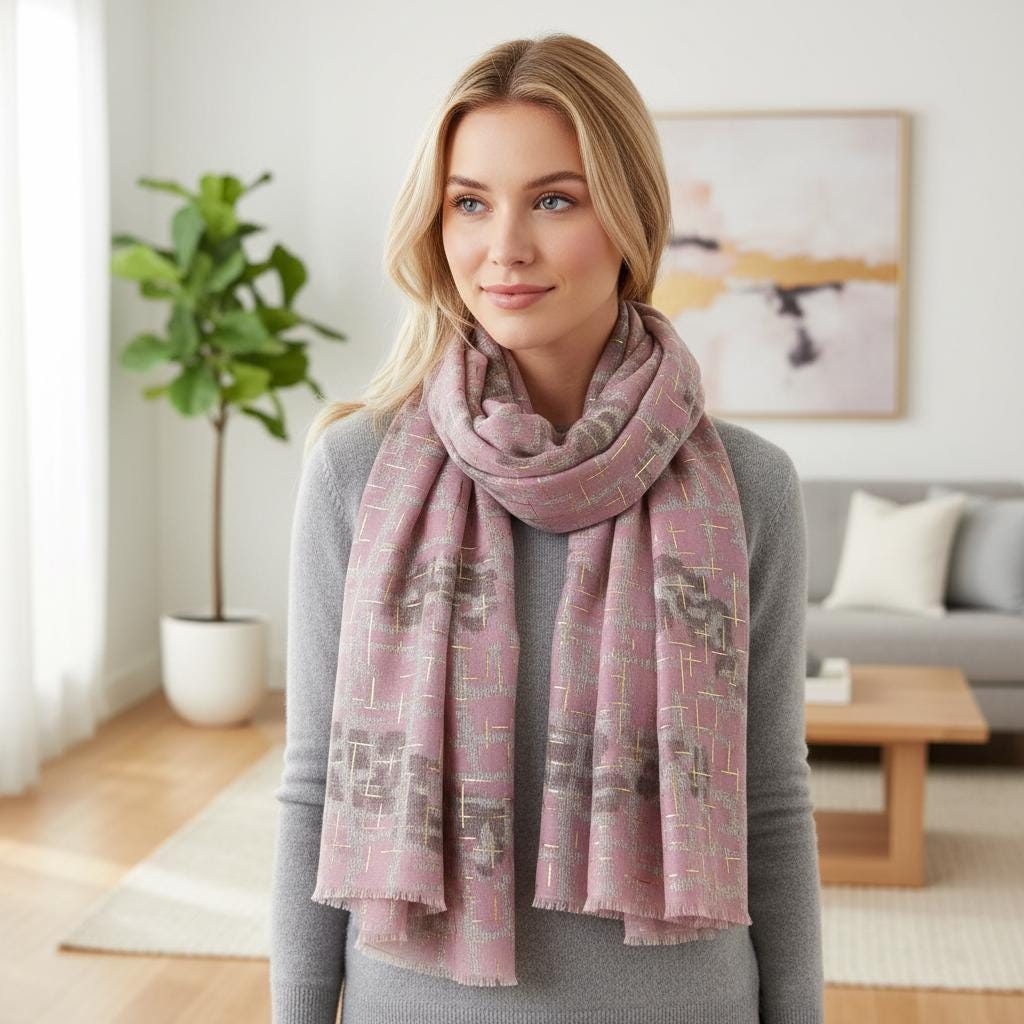 Rose gold outlined Geometric Designer Scarf Shawl Comes with a gift bag