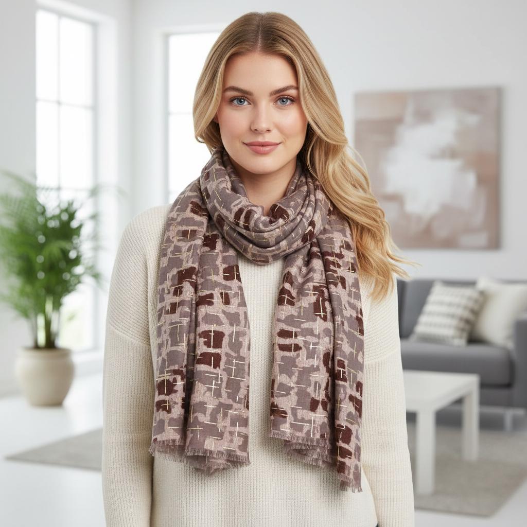 Rose gold outlined Geometric Designer Scarf Shawl Comes with a gift bag