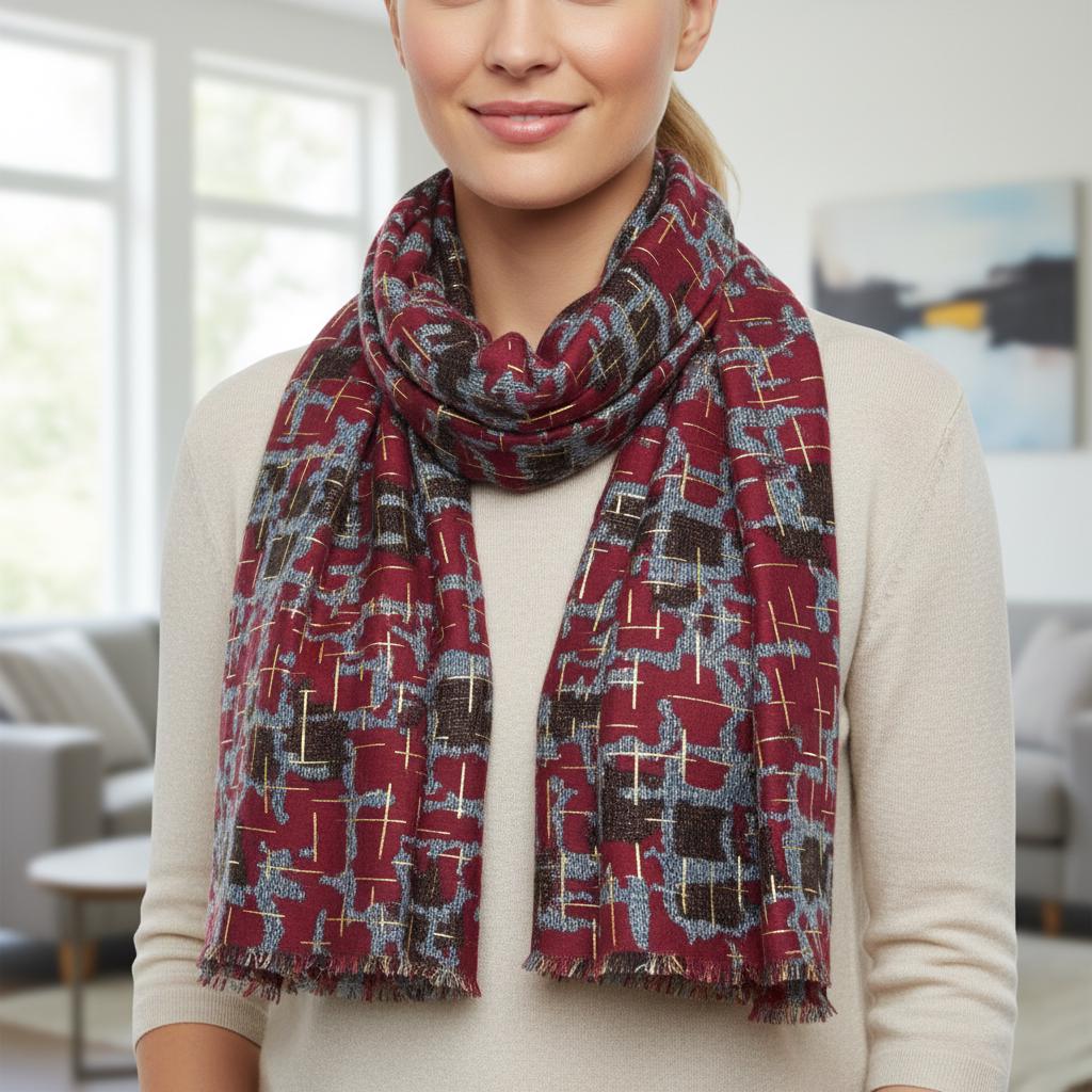 Rose gold outlined Geometric Designer Scarf Shawl Comes with a gift bag