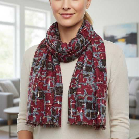 Rose gold outlined Geometric Designer Scarf Shawl Comes with a gift bag