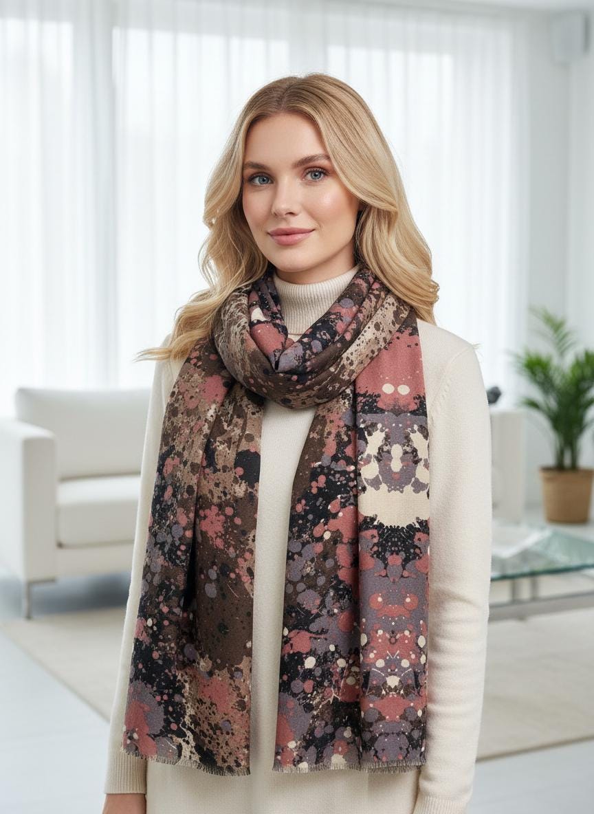 Graffiti Splash Dots Print Scarf Comes with a gift bag