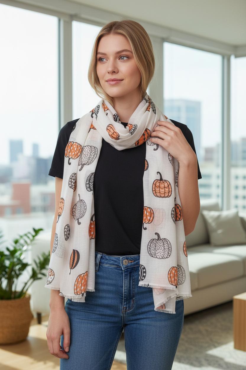 Pumpkin Halloween Themes Print Scarves Scarf Comes with a gift bag