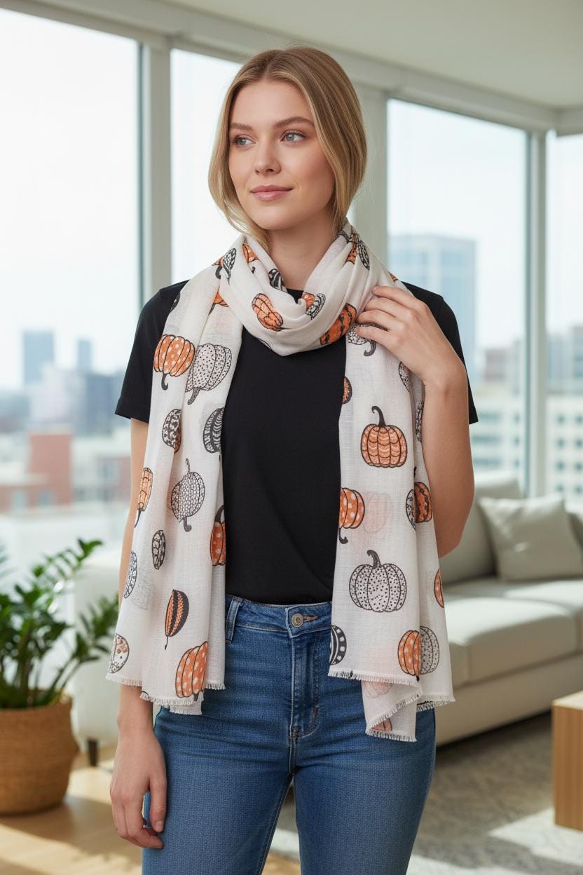 Pumpkin Halloween Themes Print Scarves Scarf Comes with a gift bag