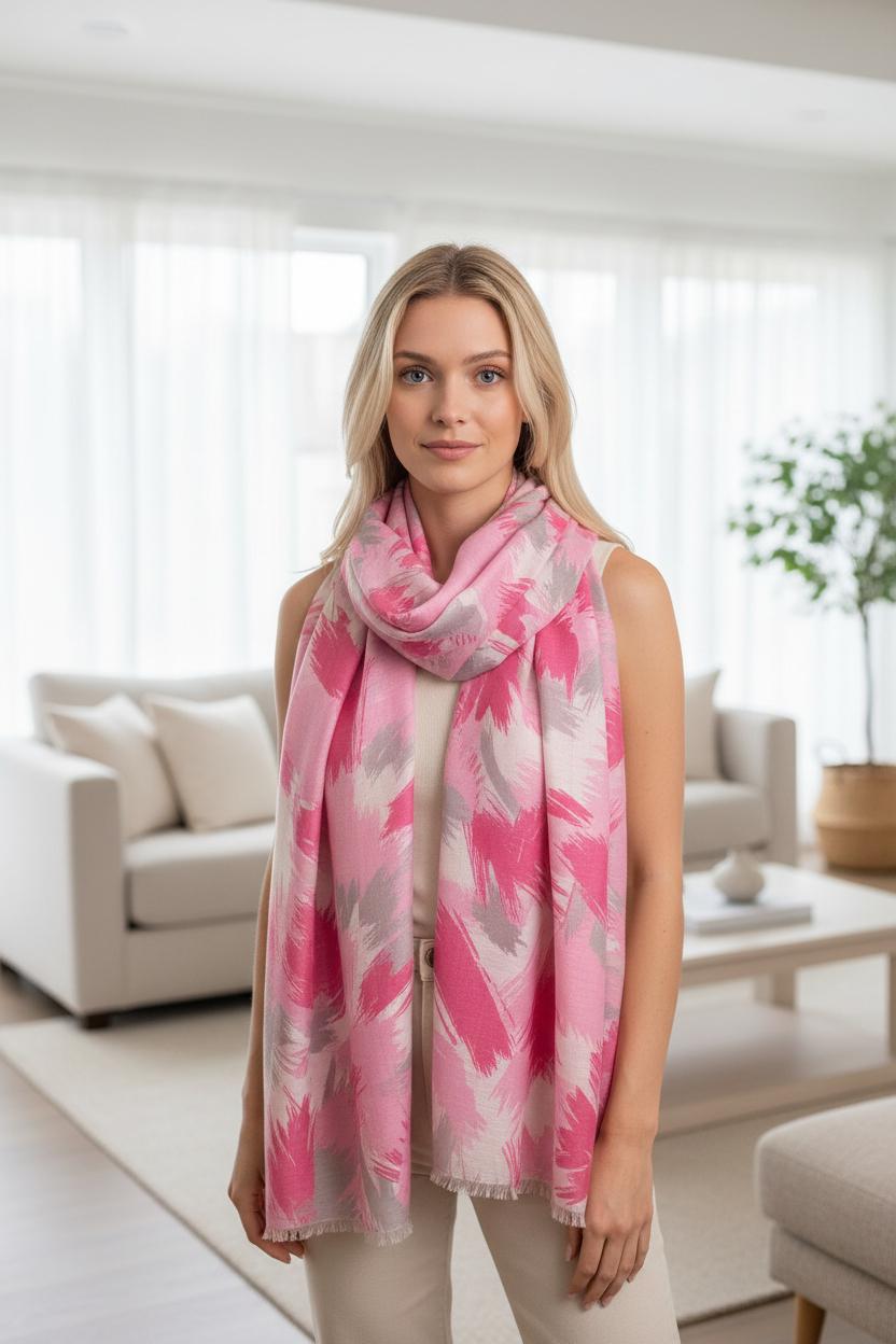 Art Brush Print Scarf: Lightweight Polyester Shawl Comes with a gift bag