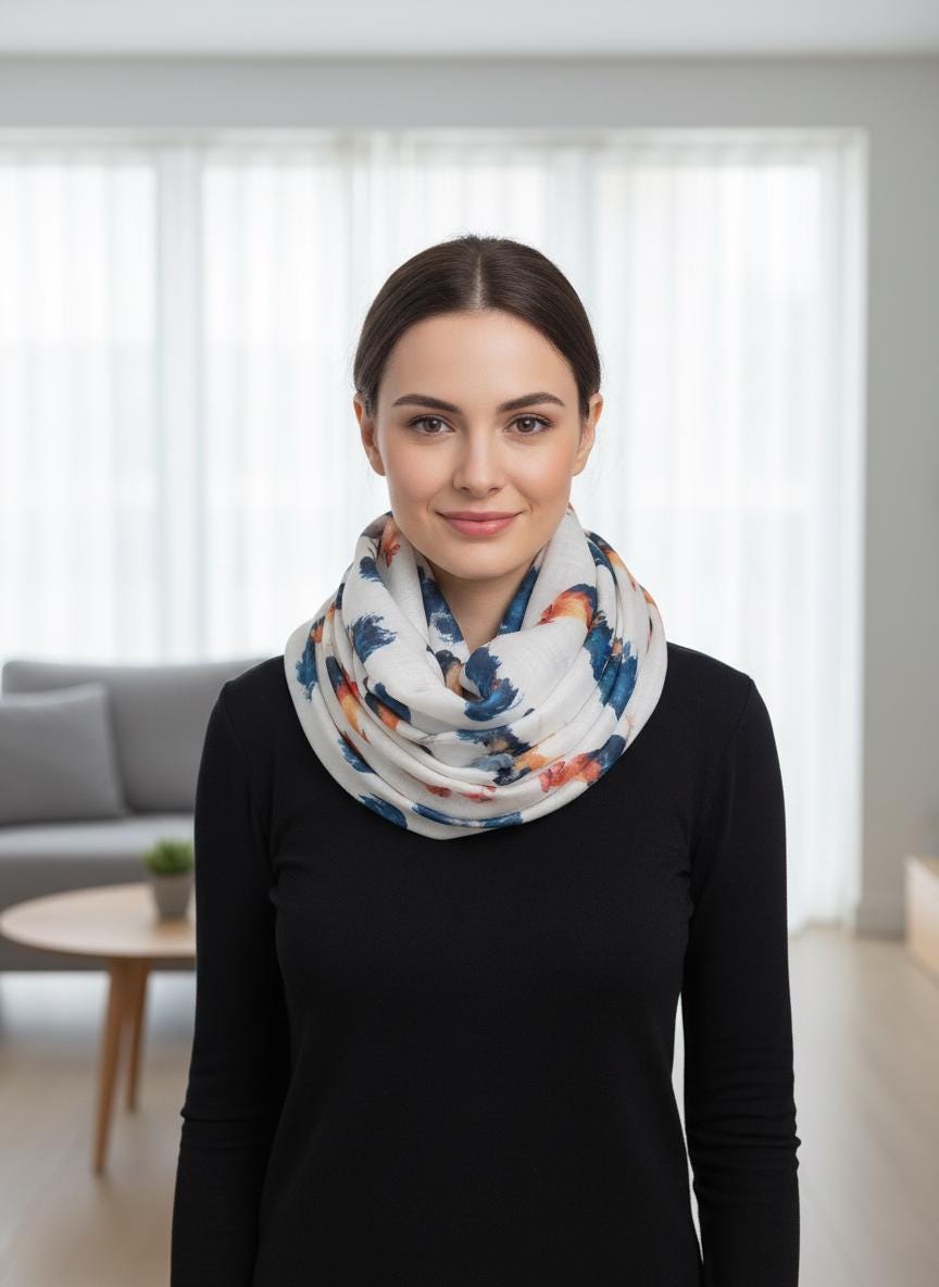 Rooster Print infinity Scarf Lightweight Chicken Scarf Farm Animal Fashion Comes with a gift bag