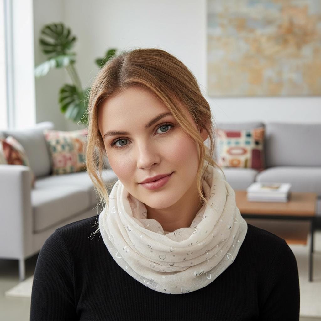 Lightweight Glitter Love Heart Snood Infinity Scarf Comes with a gift bag