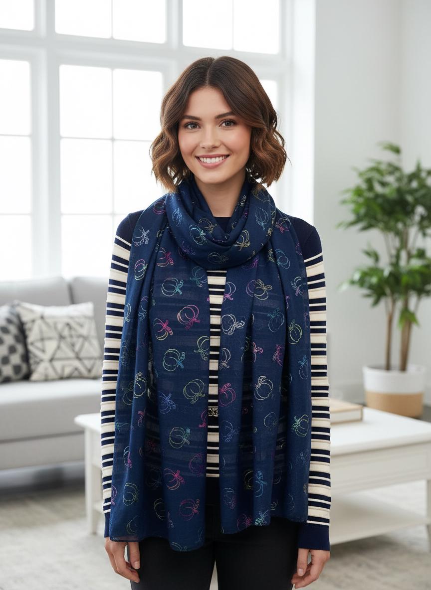 Rainbow Pumpkin Print Scarves Scarf Wrap Comes with a gift bag