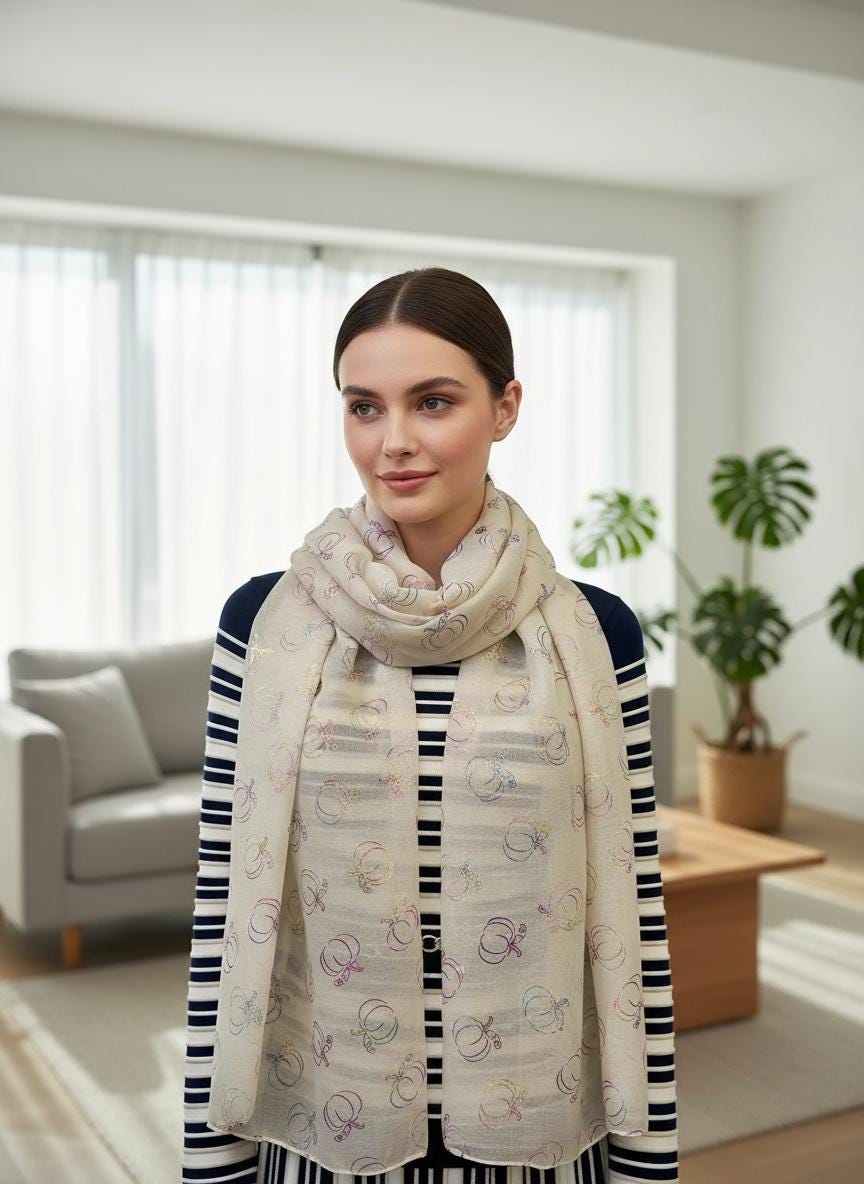 Rainbow Pumpkin Print Scarves Scarf Wrap Comes with a gift bag