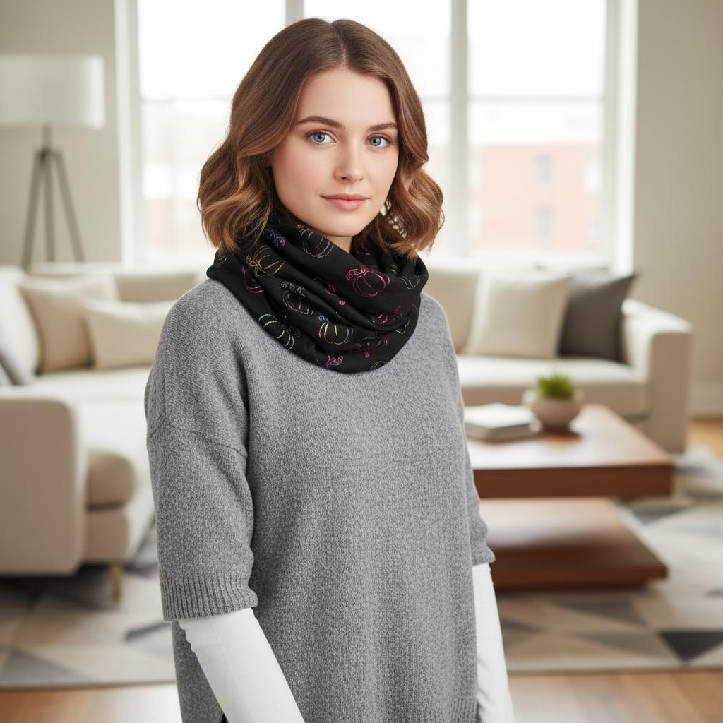 Lightweight Glitter Pumpkin Snood Infinity Scarf For Women Comes with a gift bag