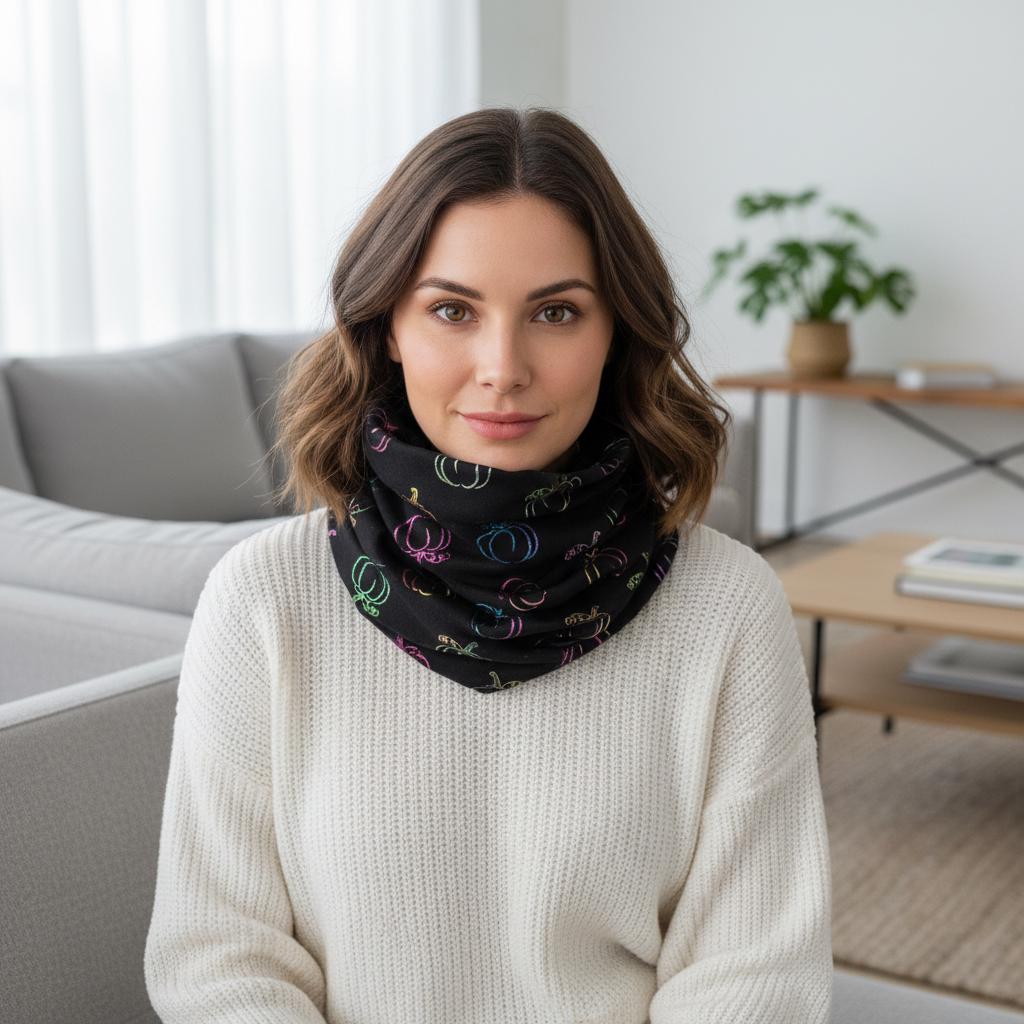 Lightweight Glitter Pumpkin Snood Infinity Scarf For Women Comes with a gift bag