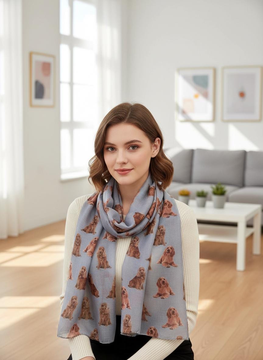 Cocker Spaniel Printed Scarf Cocker Spaniel Gifts For Women - Cocker Owner Gift Comes with a gift bag