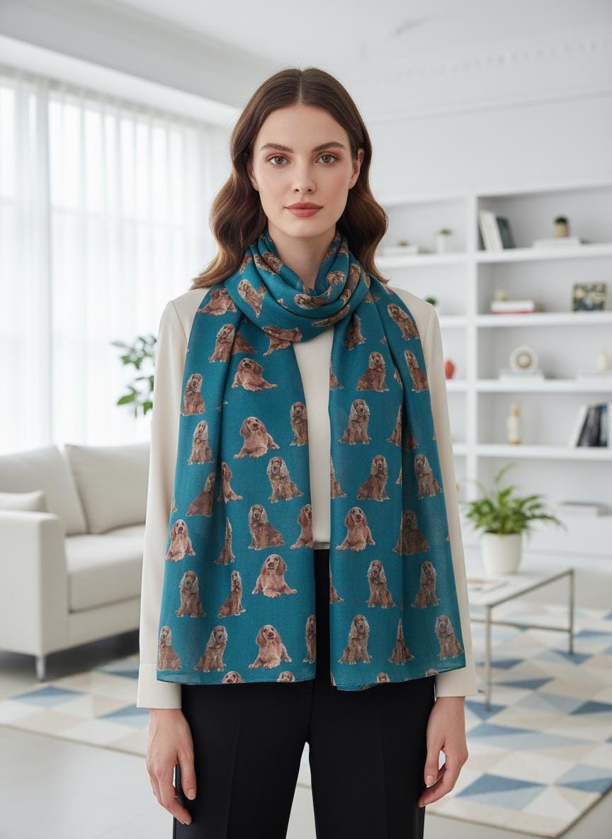 Cocker Spaniel Printed Scarf Cocker Spaniel Gifts For Women - Cocker Owner Gift Comes with a gift bag