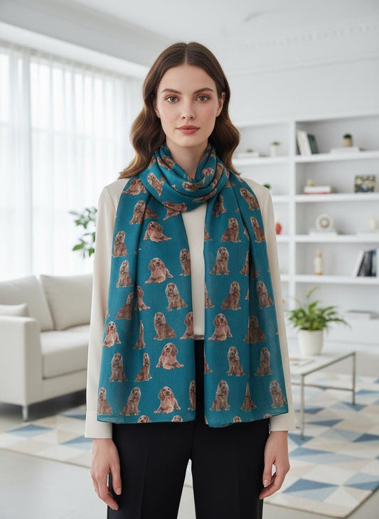 Cocker Spaniel Printed Scarf Cocker Spaniel Gifts For Women - Cocker Owner Gift Comes with a gift bag