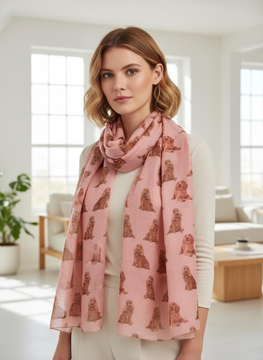 Cocker Spaniel Printed Scarf Cocker Spaniel Gifts For Women - Cocker Owner Gift Comes with a gift bag