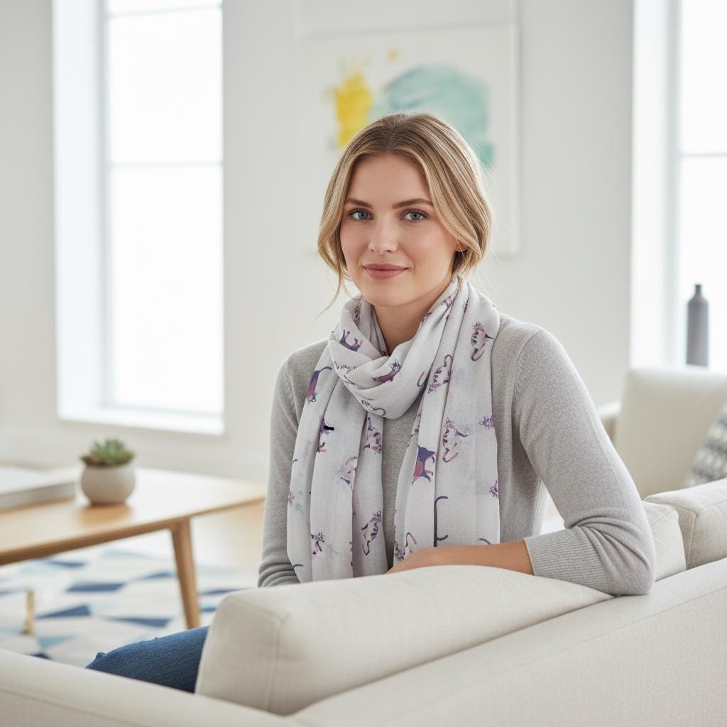 Cat Print Scarf: Lightweight Shawl Wrap for Cat Lovers Comes with a gift bag