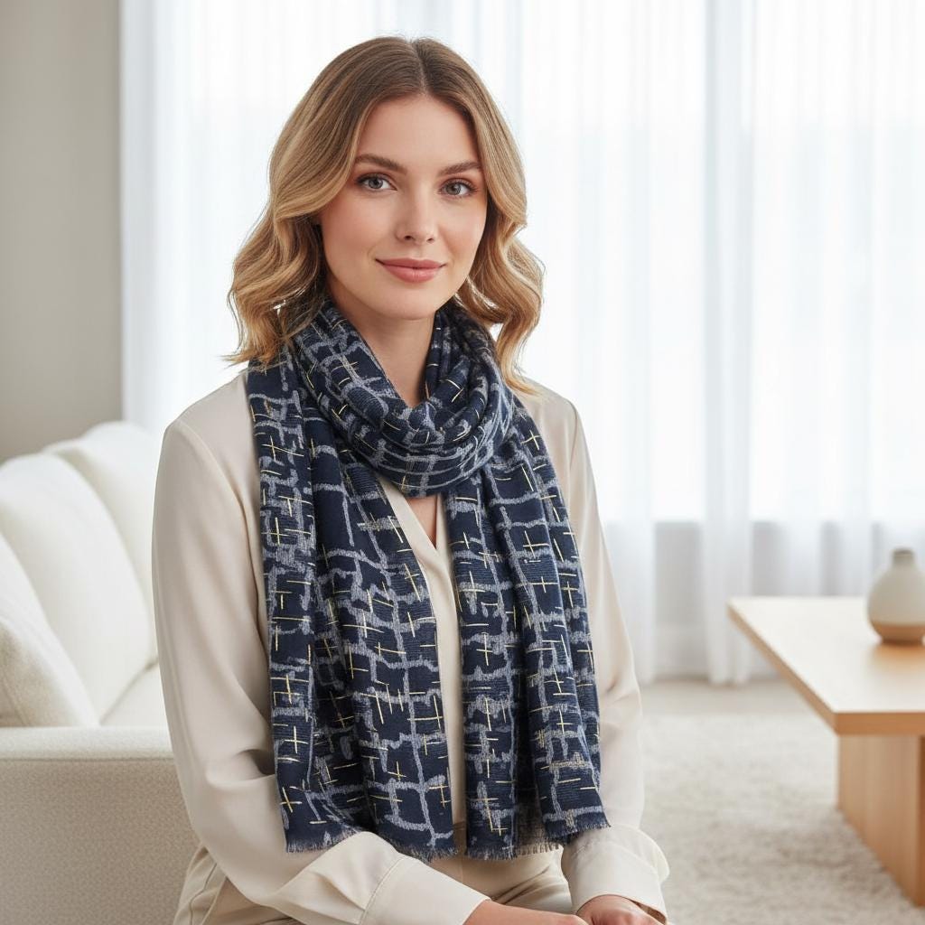 Rose gold outlined Geometric Designer Scarf Shawl Comes with a gift bag
