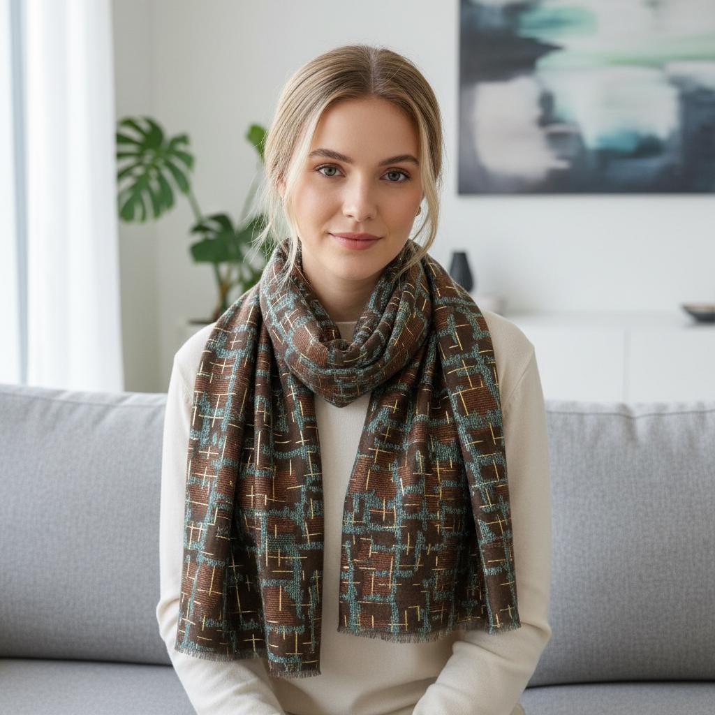 Rose gold outlined Geometric Designer Scarf Shawl Comes with a gift bag