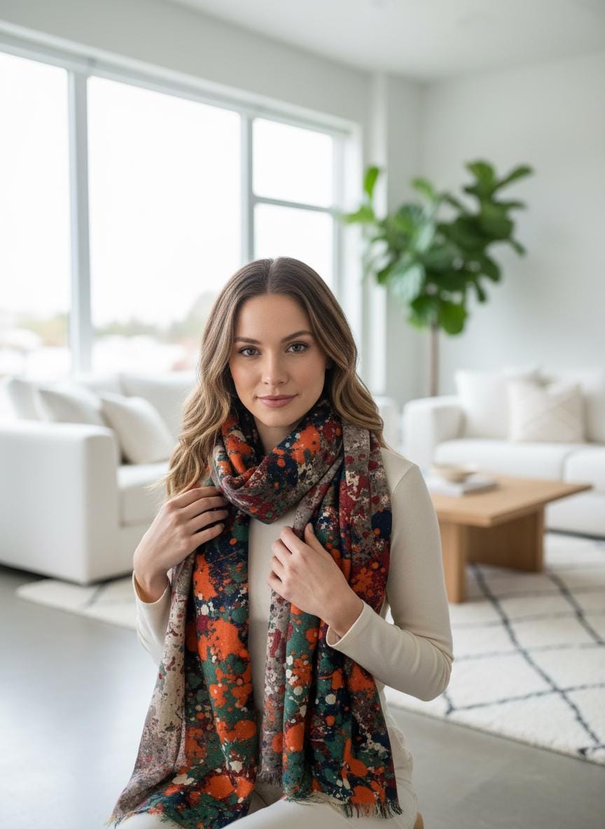 Graffiti Splash Dots Print Scarf Comes with a gift bag