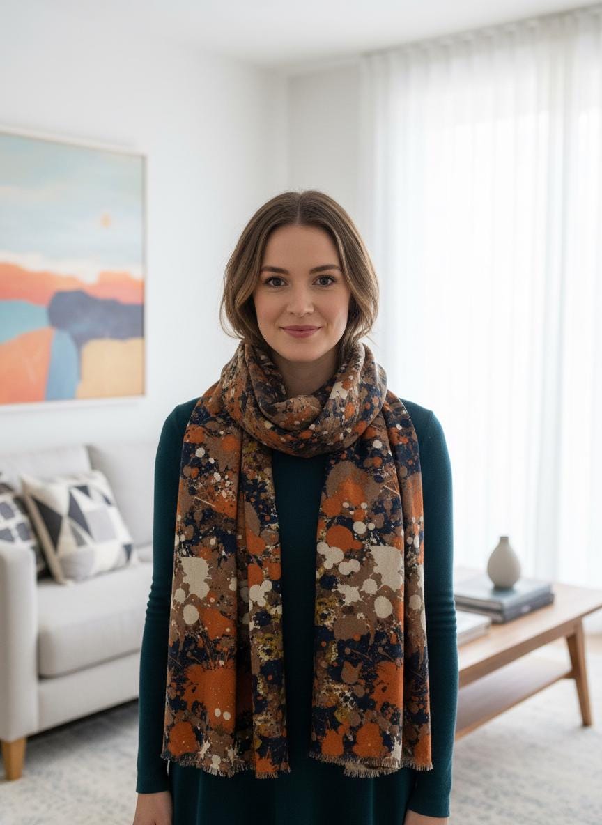 Graffiti Splash Dots Print Scarf Comes with a gift bag