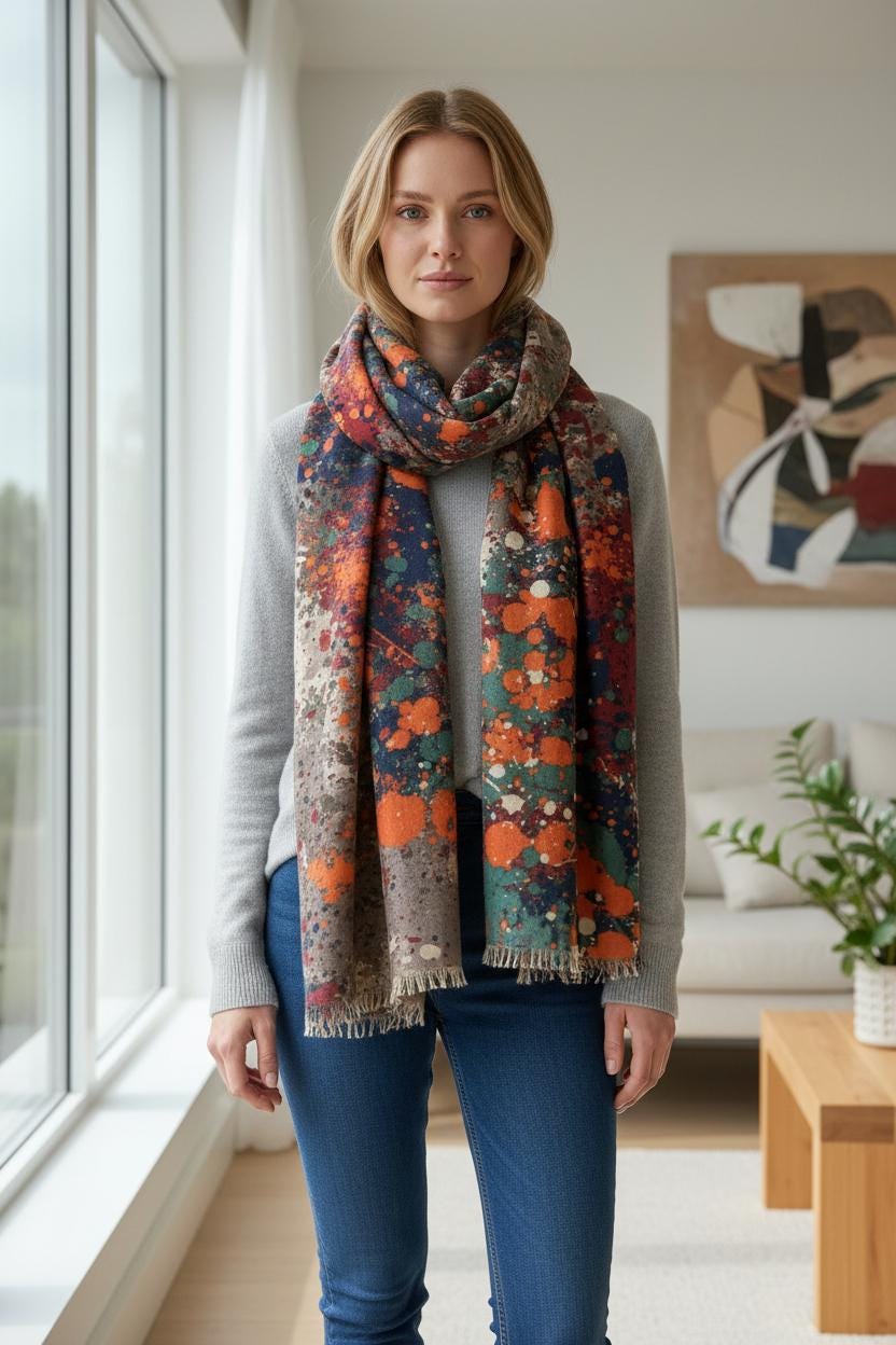 Graffiti Splash Dots Print Scarf Comes with a gift bag